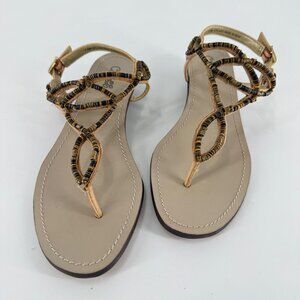 NWOT, Carlos By Carlos Santana Womens Beaded Adelaide Sandals Size 7.5M Leather